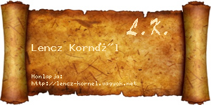 Lencz Kornél névjegykártya