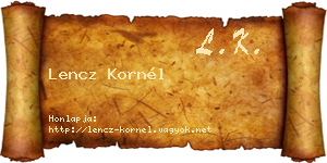 Lencz Kornél névjegykártya